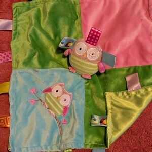 Colorful Owl Baby Blanket with Toy And Pull Tabs